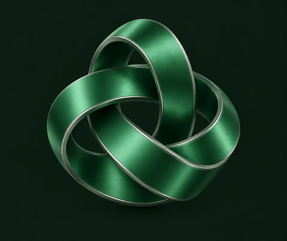 Concept demonstration: green sculptural knot, not client work